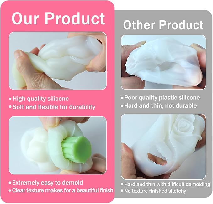 JDH Flower Silicone Mold, Tulip Bouquet Silicone Candle Molds, 3D Flower Resin - Image 3