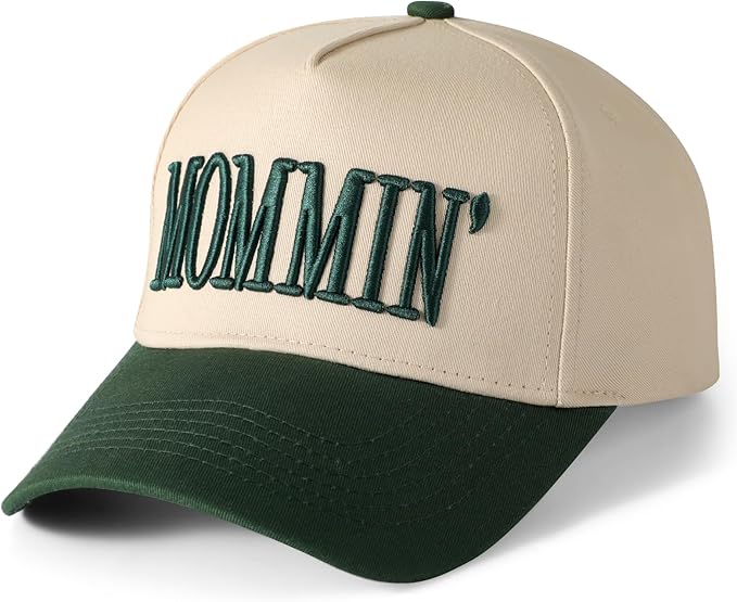 Mommin Trucker Hat, Mothers Day Gifts for Mom Wife, Vintage Two Tone Ponytail Baseball Cap, Adjustable Embroidered Hat