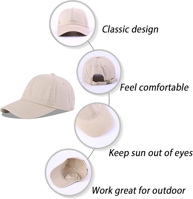 LANGZHEN Unisex Baseball Cap 100% Cotton Fits Men Women Washed Denim Adjustable Dad Hat