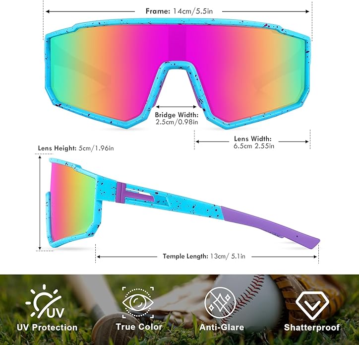 MVPTGRS Youth Baseball Sunglasses for Boys Girls Age 8-14 TR90 Frame Kids Sport Sunglasses for Softball Cycling Baseball Golf