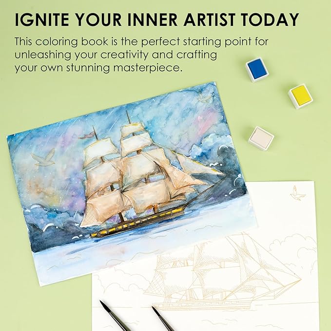 Grabie Watercolor Coloring Book, 15 Sheets A5, Watercolor Book - Image 5