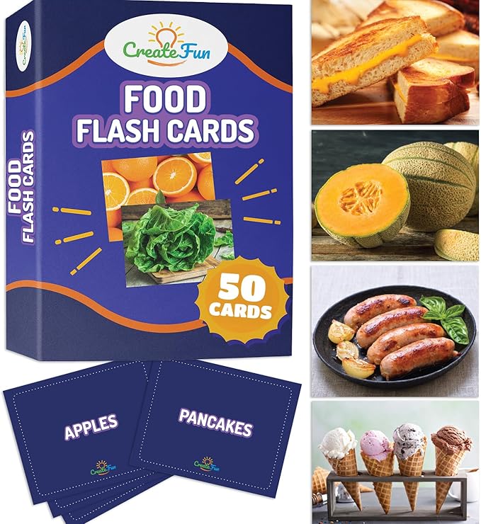 50 Food Double Sided Flash Cards by CreateFun