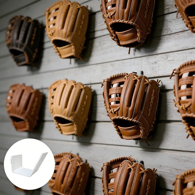 Baseball and Softball Glove Wall Mount, White, 3x3x4.1 Inches, Preserves Glove Shape, 2 Pack