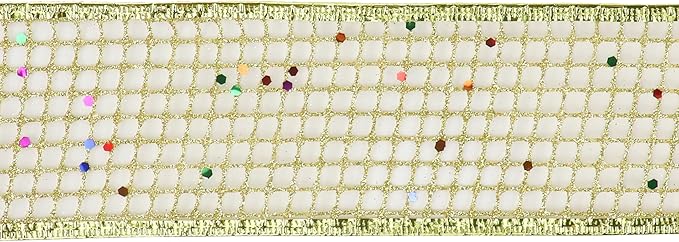 MEEDEE Gold Glitter Ribbon Gold Christmas Ribbon 2.5 Inch Square Mesh Net Wired - Image 8