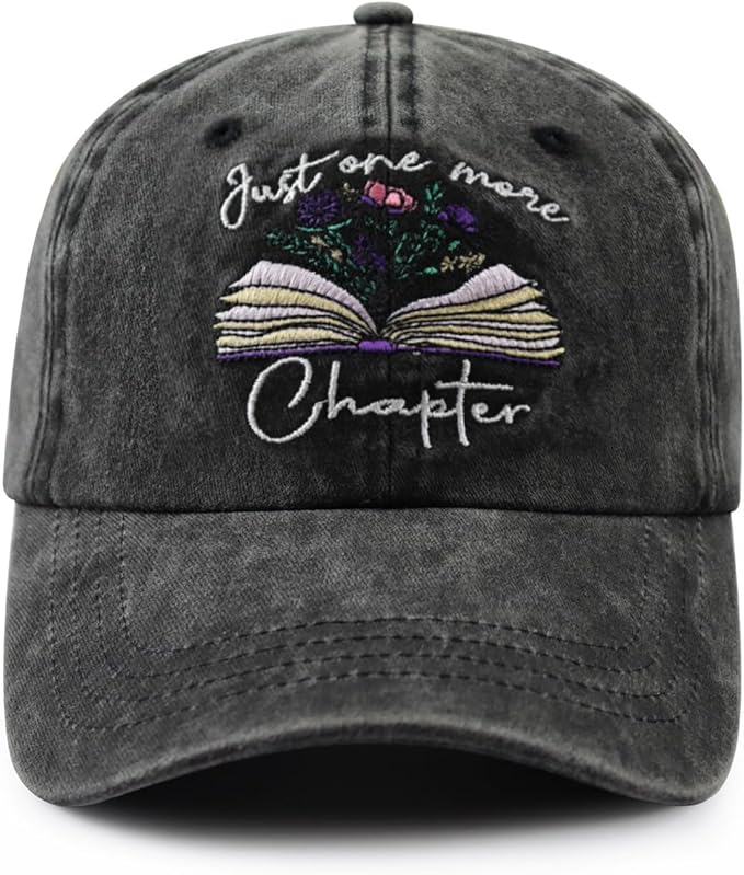 Just One More Chapter Hat for Men Women, Funny Adjustable Cotton Embroidered Book Lover Bookish Baseball Cap