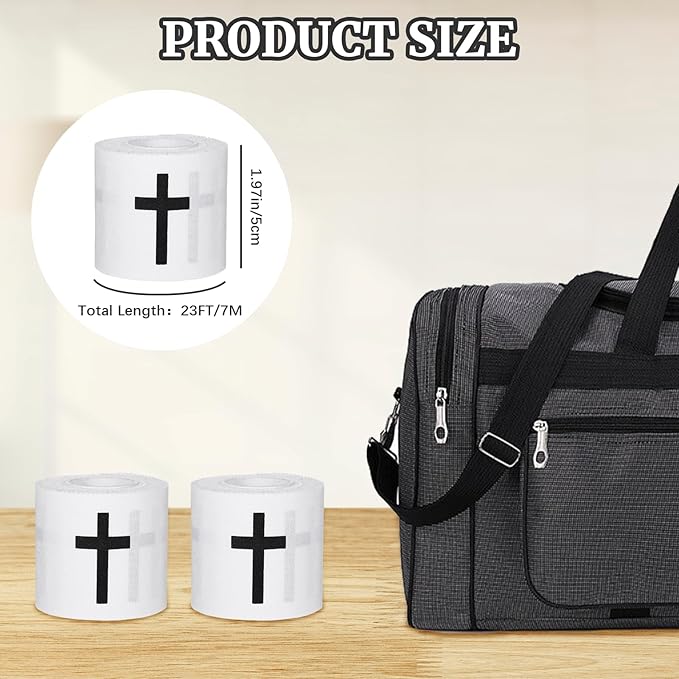 2Pcs Pre-Wrap White Christian Athletic Wrist Tape 2 Inch Wide, Soccer Baseball Drip Wrist Tape Cross Socks Accessories Drip Youth, Sport Supplies for Football Sports Baseball Gymnastics Athlete Injury