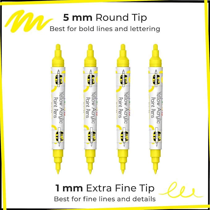 4 Dual Tip Yellow Paint Pen Metallic - Image 2