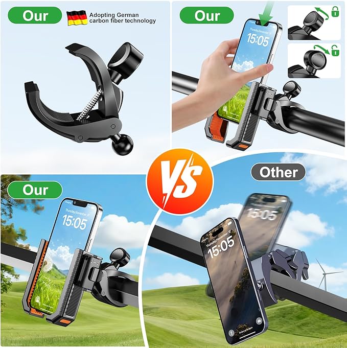 2-in-1 Golf Cart Phone Holder Mount [magnetic base&vise clamp] Compatible with All 4.5-7" Smartphones (iPhone/Galaxy/Google).Universal Fit for Golf Accessories,EZGO/Club Cars/Yamaha/Golf Cart