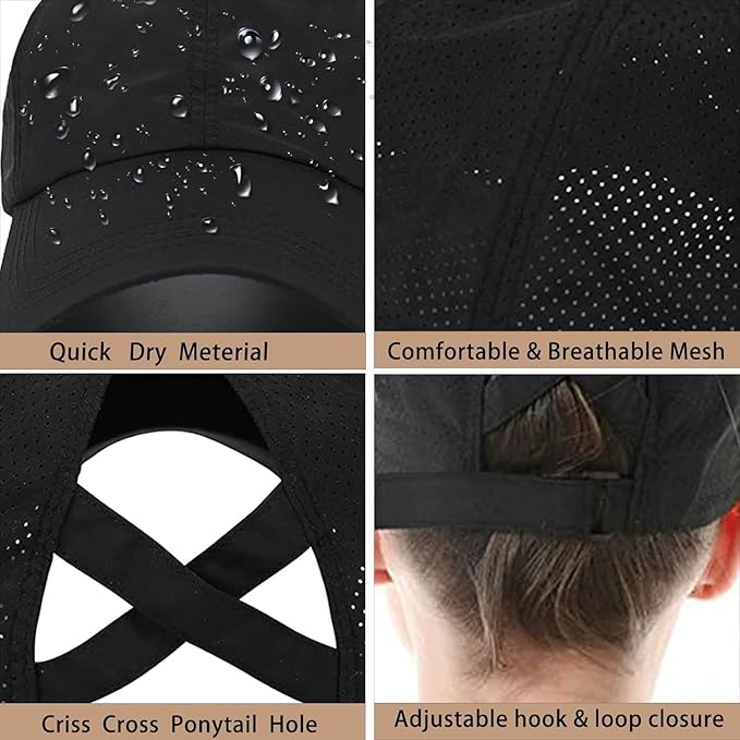 Criss Cross Hat Washed Distressed Baseball Cap Ponytail Hat High Messy Bun Ponycap for Women