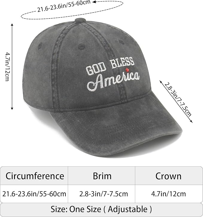 Faith Christian Patriotic Embroidered Baseball Cap, Vintage Cotton Dad Hat for Men Women, Birthday