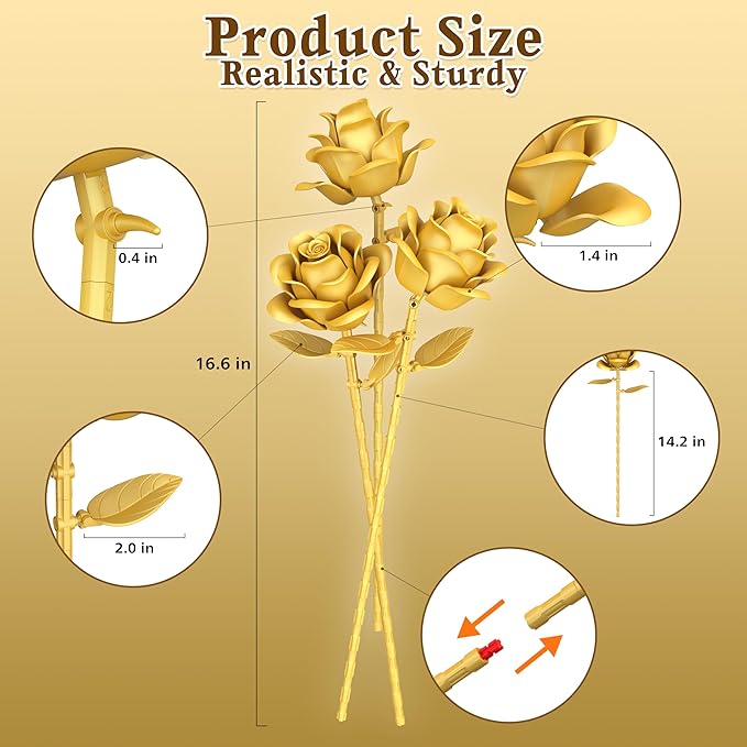 Gold Roses Flower Building Set - Image 5