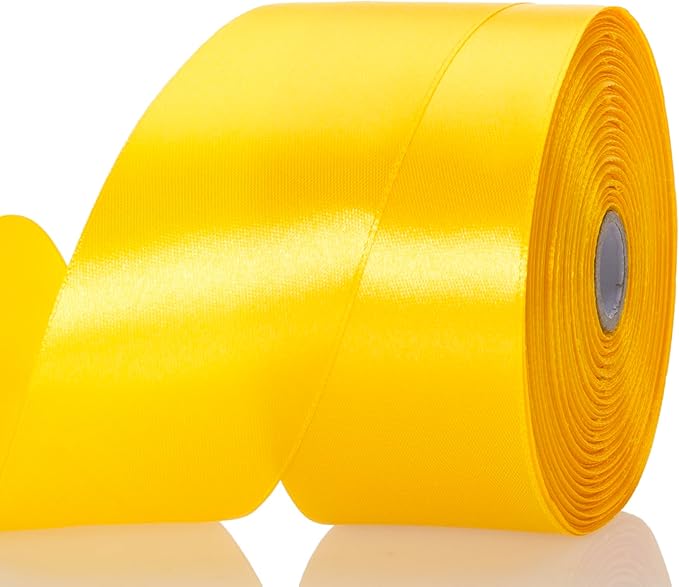 2 Inch Yellow Solid Satin Ribbon, 50 Yards Craft Fabric Ribbon by YASEO