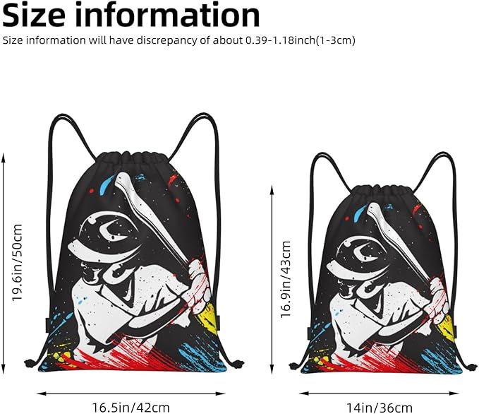 Kids Baseball-Themed Drawstring Bags for Boys Girls, Sports Drawstring Backpack Casual Knapsack for Teens Adults Women Men for Gym Beach Travel Swimming Yoga Camping, Small