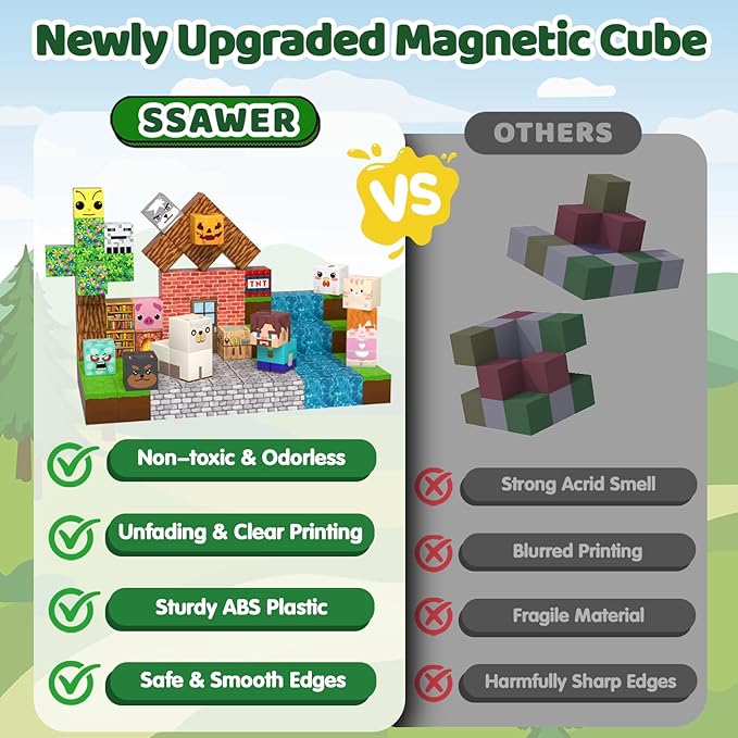 Magnetic Blocks, Magnetic Tiles Building Blocks, Magnet Cubes STEM Sensory Game - Image 4