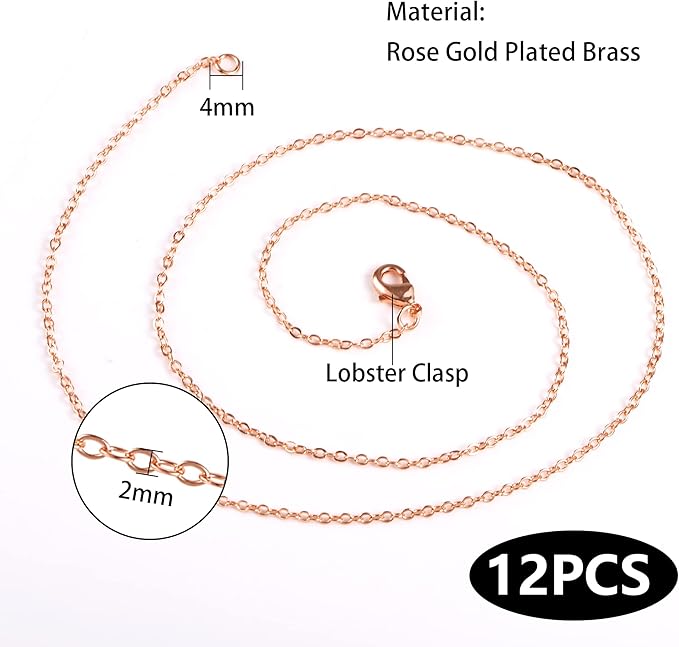 ALEXCRAFT Wholesale 12PCS Rose Gold Plated Solid Brass Chain Hypoallergenic - Image 5