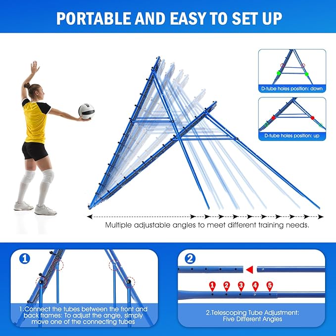 Volleyball Baseball Rebounder Net, Softball Rebounder Pitchback Net Quick Adjustments, Quick Adjustments Lacrosse Bounce Back Practice Equipment, Ideal for Outdoor Indoor and Backyard Training