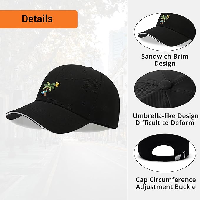 Embroidered Baseball Cap for Men Women, Breathable Cotton Adjustable Hat, Various Patterns for Casual Daily Outfits