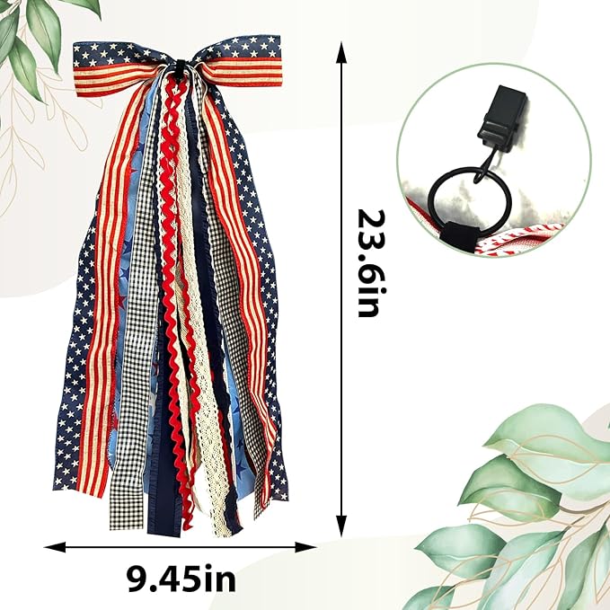 Large Patriotic Star Ribbons Bow - Image 2
