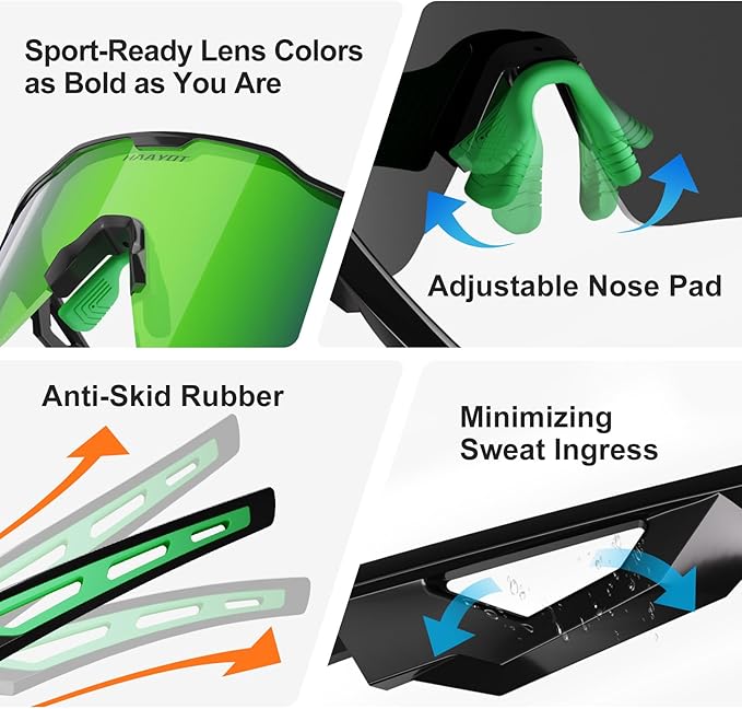 HAAYOT Polarized Sports Sunglasses for Men Women Youth Baseball Cycling Running Softball Biking Glasses 5 Lenses