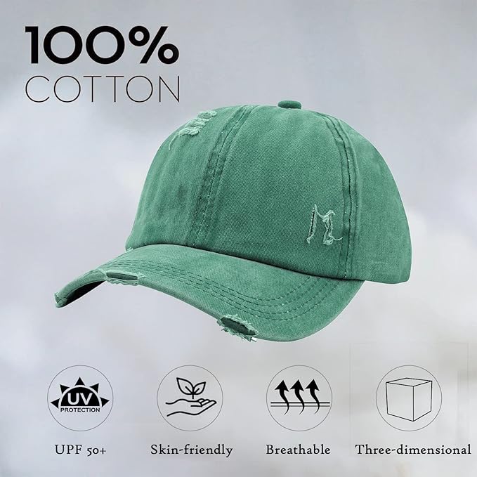 Criss Cross Ponytail Hat Women Washed Distressed Baseball Caps Adjustable High Messy Bun Ponycap