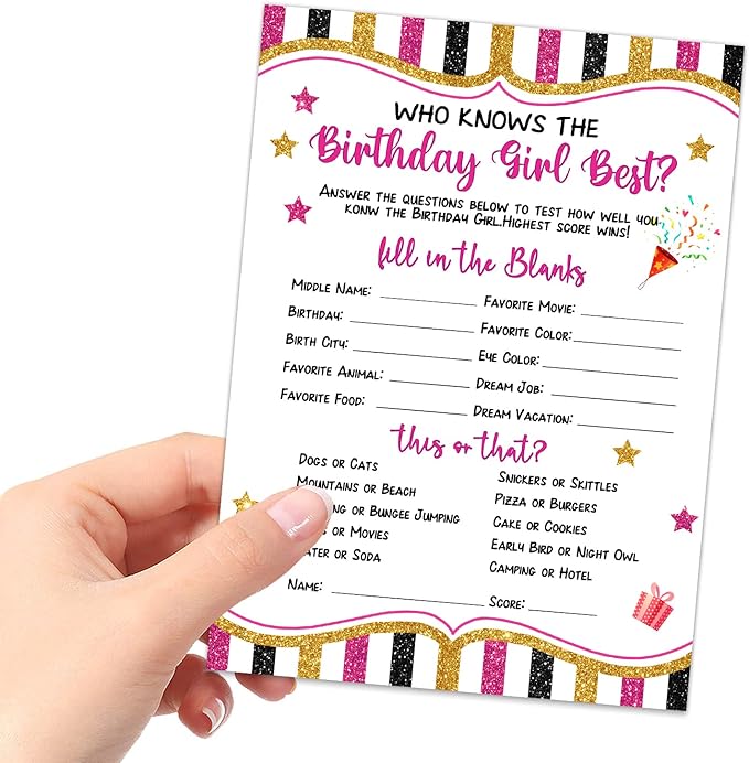 20 Pieces Who Knows The Birthday Girl Best Game Cards - Image 3