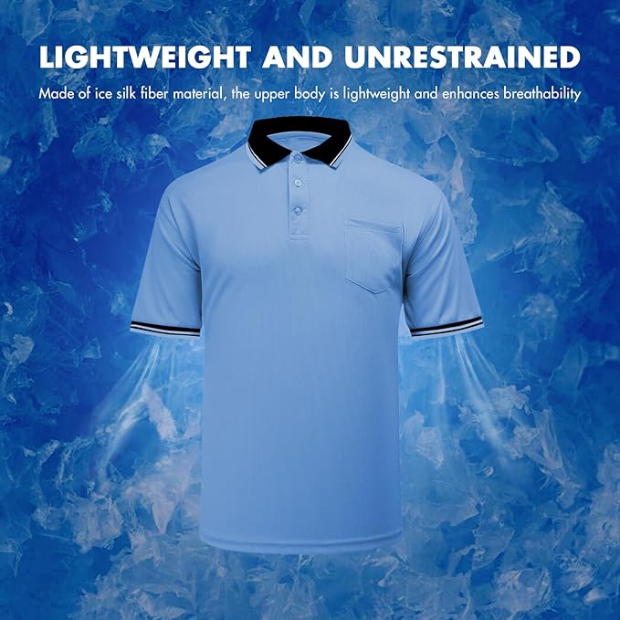 redgino Men's Baseball Softball Umpire Shirt Short Sleeve Polo Ref Jersey Referee Gear - Sized for Chest Protector