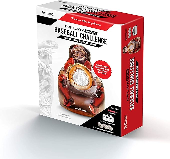 GoSports Inflataman Baseball Toss Challenge - Inflatable Catcher Strike Zone Pitching Game