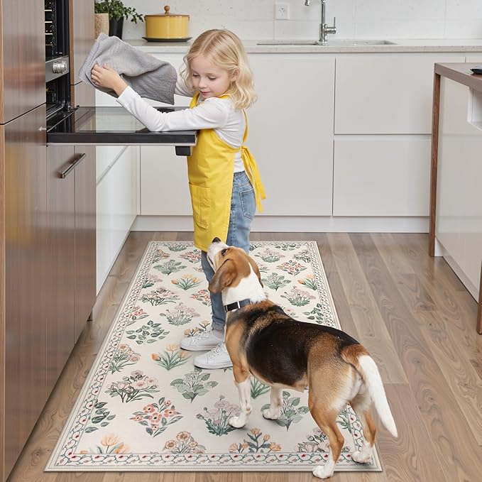 Wonnitar Floral Machine Washable 3x5 Rug, Small Area Rug - Image 3