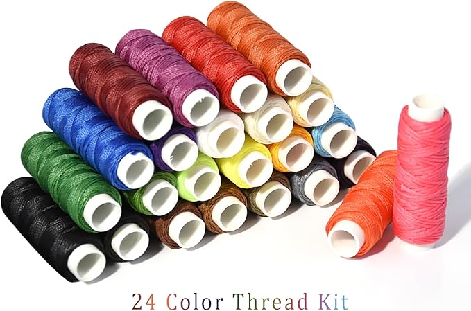 Waxed Thread for Leather Sewing 24 Colors 210D Hand Stitching Thread Waxed Flat - Image 5