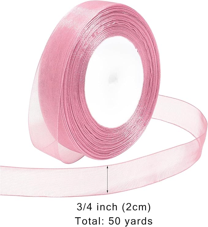 Ribbon for Gift Wrapping 3/4 inch Rose Gold Sheer Organza Ribbon for Flower - Image 2