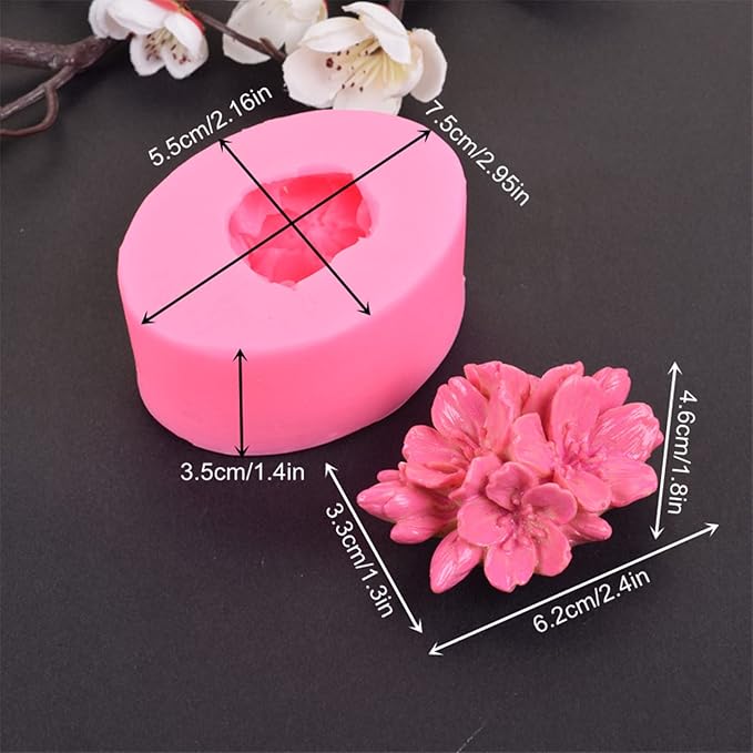 Plum Bossom Flower Silicone Soap Mold Candle Mold Fondant Chocolate Candy Cake - Image 2