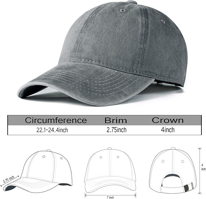 Edoneery Men Women Baseball Cap-Low Profile Adjustable Washed Cotton Golf Dad Hat