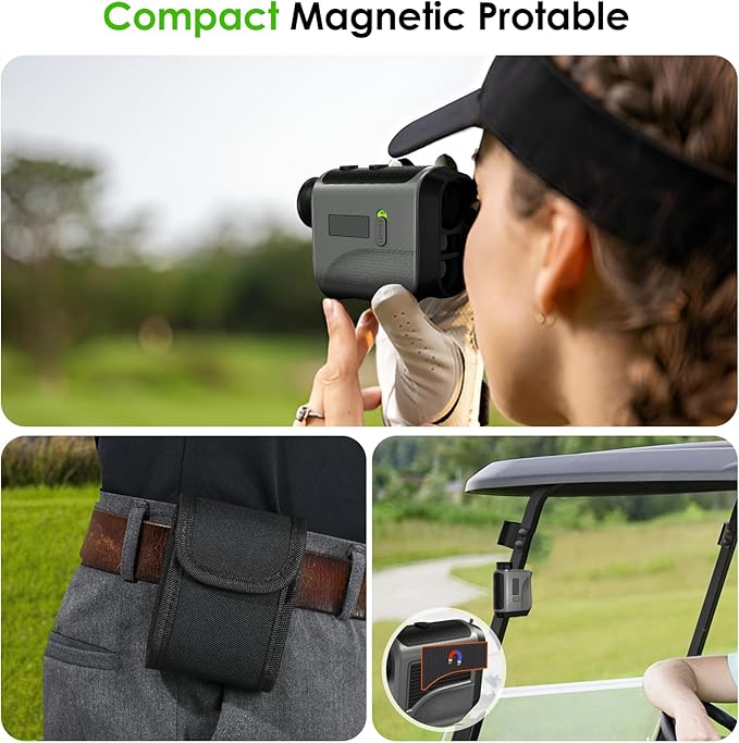 1200Yards Range Finder Golf with Slope, 7X Magnification Range Finder, Lightweight Portable Rechargeable Rangefinder, Flag Lock Vibration, Switch for Legal, Range Finders for Hunt Golf Accessory(Grey)