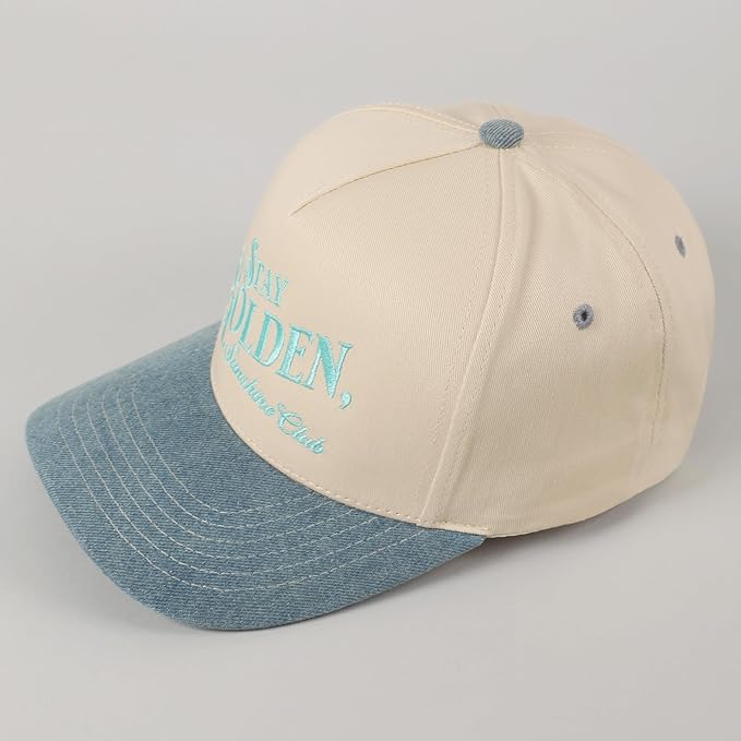 MIRMARU Two-Tone Vintage Canvas Trucker Hats for Men & Women, Adjustable Size Baseball Caps with Trendy Embroidered Design