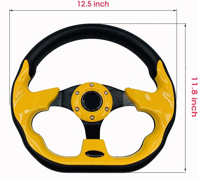 12.5 inch Golf Cart Steering Wheel Universal Ergonomic Design for EZGO RXV & TXT, Club Car DS and Precedent Tempo, Yamaha, Most Golf Cart