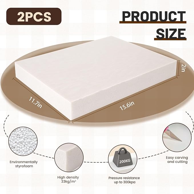 Gvereld High Density XPS Foam Board, 2 Pack 15.6x11.7X 2in Polystyrene Craft - Image 3