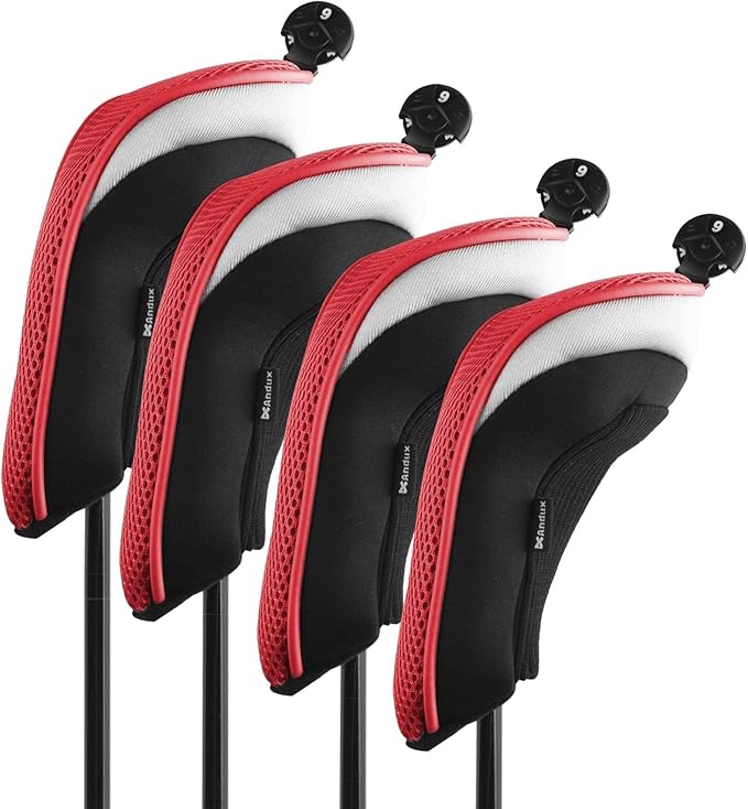 Andux Mesh Golf Hybrid Club Head Covers with Dial Number Tags, 4pcs/Set