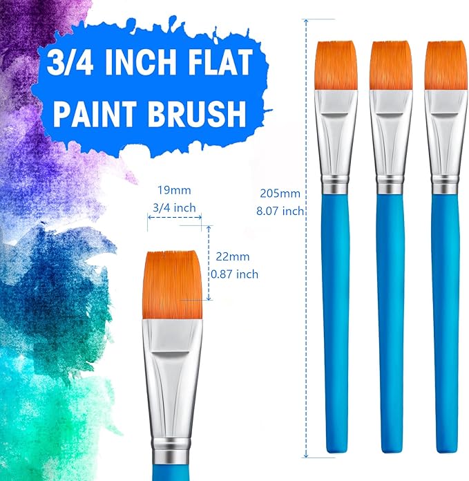 Zonon 10 Pcs 3/4 Inch Flat Paint Brushes Acrylic Painting Craft Accessories - Image 2