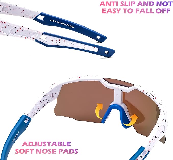 FEISEDY Kids Sunglasses Youth Baseball Sun Glasses, UV400 Sports Teens Cycling Shades for Boys Girls Age 8-16 B0048