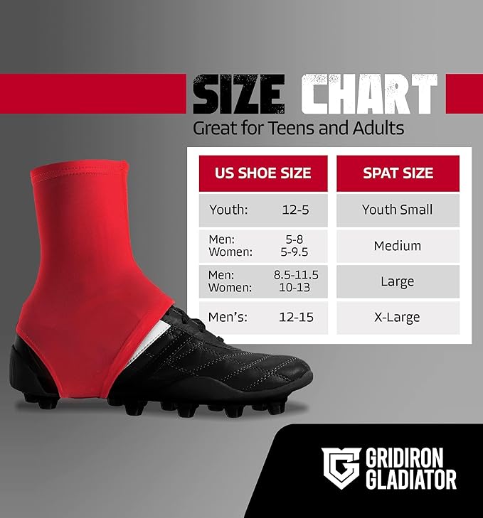 Gridiron Gladiator Cleat Covers - Football Spats - Football Cleat Cover - Cleat Spats for Soccer, Baseball & Softball