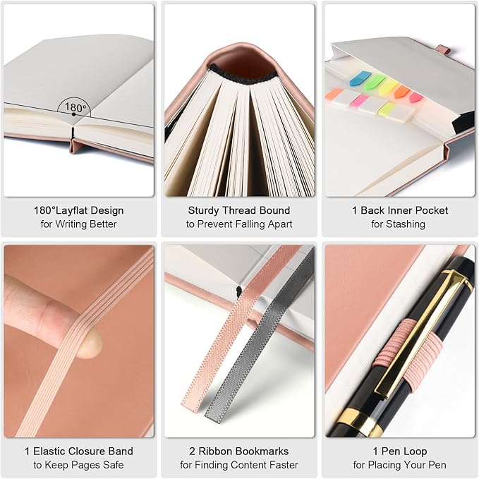 Lined Journal Notebook, Large A5 College Ruled Notebook, 312 Numbered Pages - Image 2
