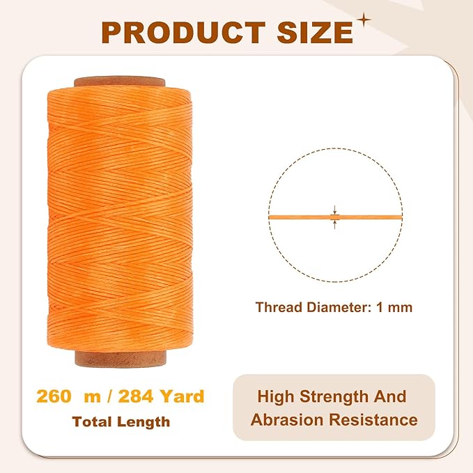 PATIKIL 284 Yard Flat Waxed Thread 150D 1mm Leather Sewing Cord - Image 2