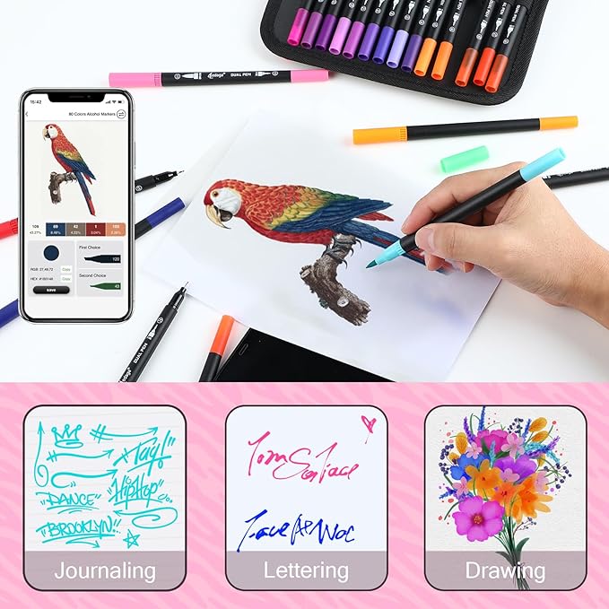 100 Colors Numbered Dual Tip Brush Pens - Image 5