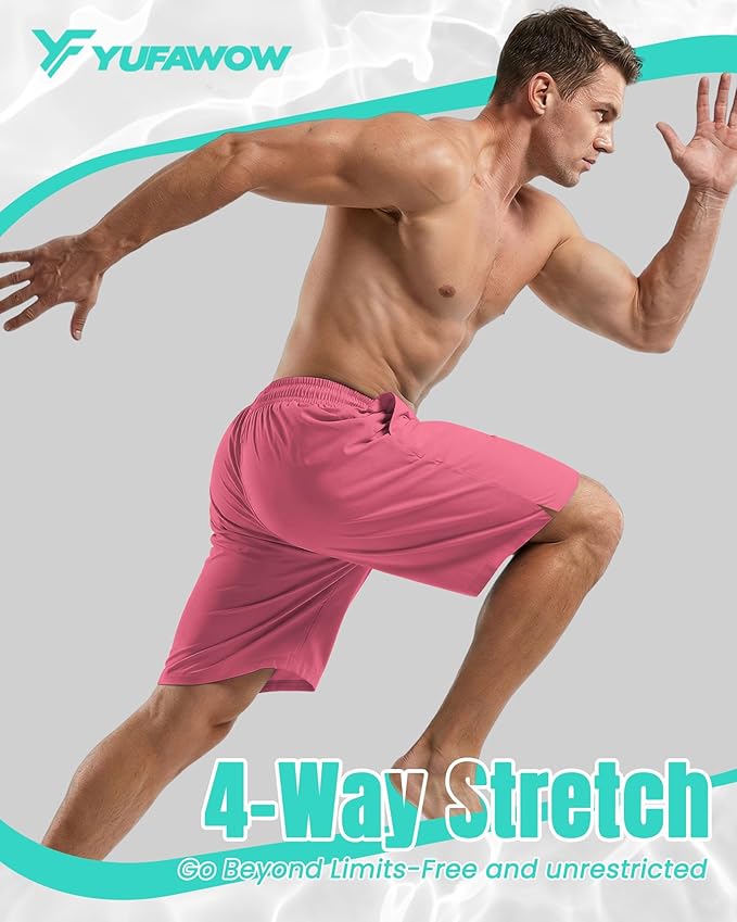 9 Inch Men Swim Trunks with Mesh Lining Quick Dry Breathable Pockets for Summer Beach Cruise Water Park Gym Running