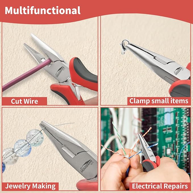 Small Needle Nose Pliers 5"-5 Pack Mini Needle Nose Pliers, Spring Loaded - Image 5