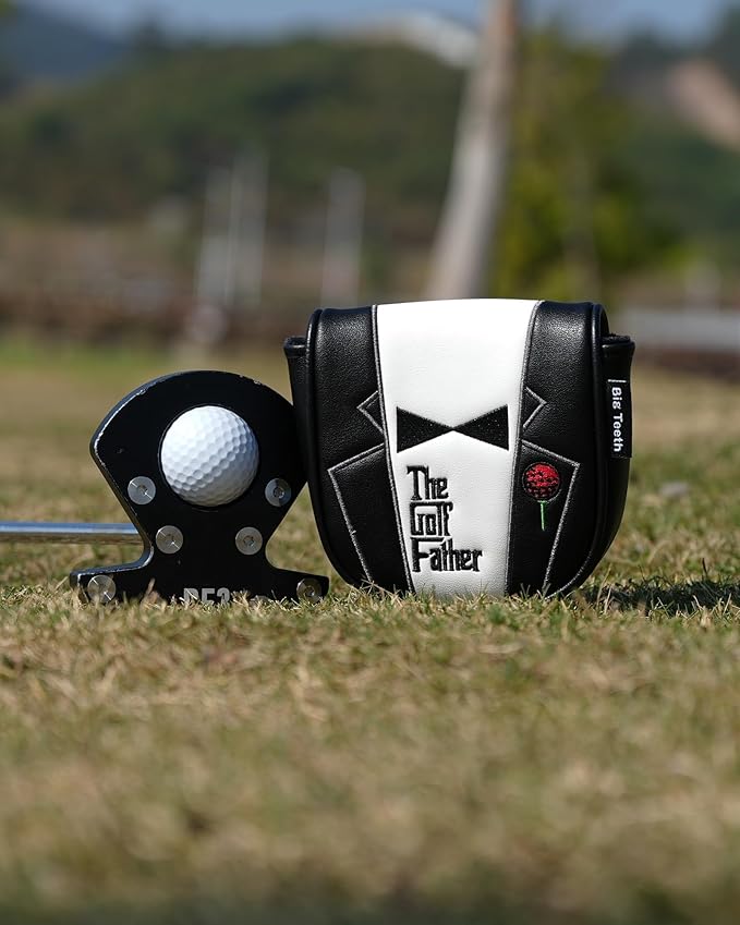 The Golf Father Funny Golf Club Covers, Driver Fairway Wood Hybrid Headcover, Mallet Putter Covers Blade Headcovers Putter Cover Magnetic, Black and White Color Iron Covers for Most Brands