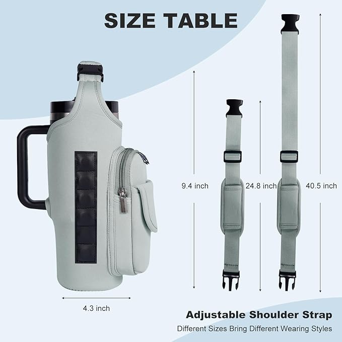 Magnetic Gym Bags for Men & Women – Magnetic Bag Water Bottle Sling Bag for Stanley Cups | Water Bottle Holder with Card Pockets, AirPod Case for Fitness, Hiking, Workouts (Gray)