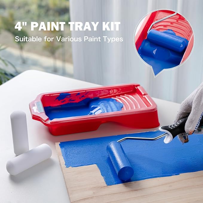 Mister Rui Paint Tray Set, 4 Inch Paint Tray and Liners-6 Pack, Sturdy Plastic - Image 5