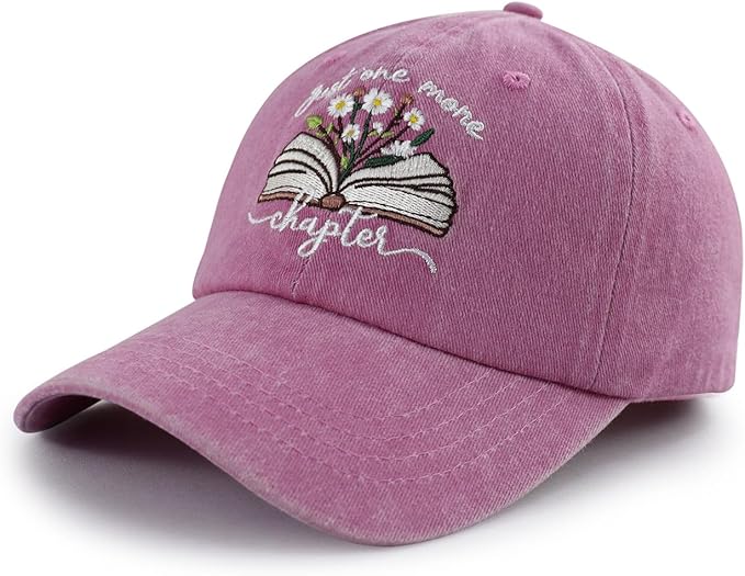 Just One More Chapter Hat for Men Women, Funny Adjustable Cotton Embroidered Bookish Baseball Cap