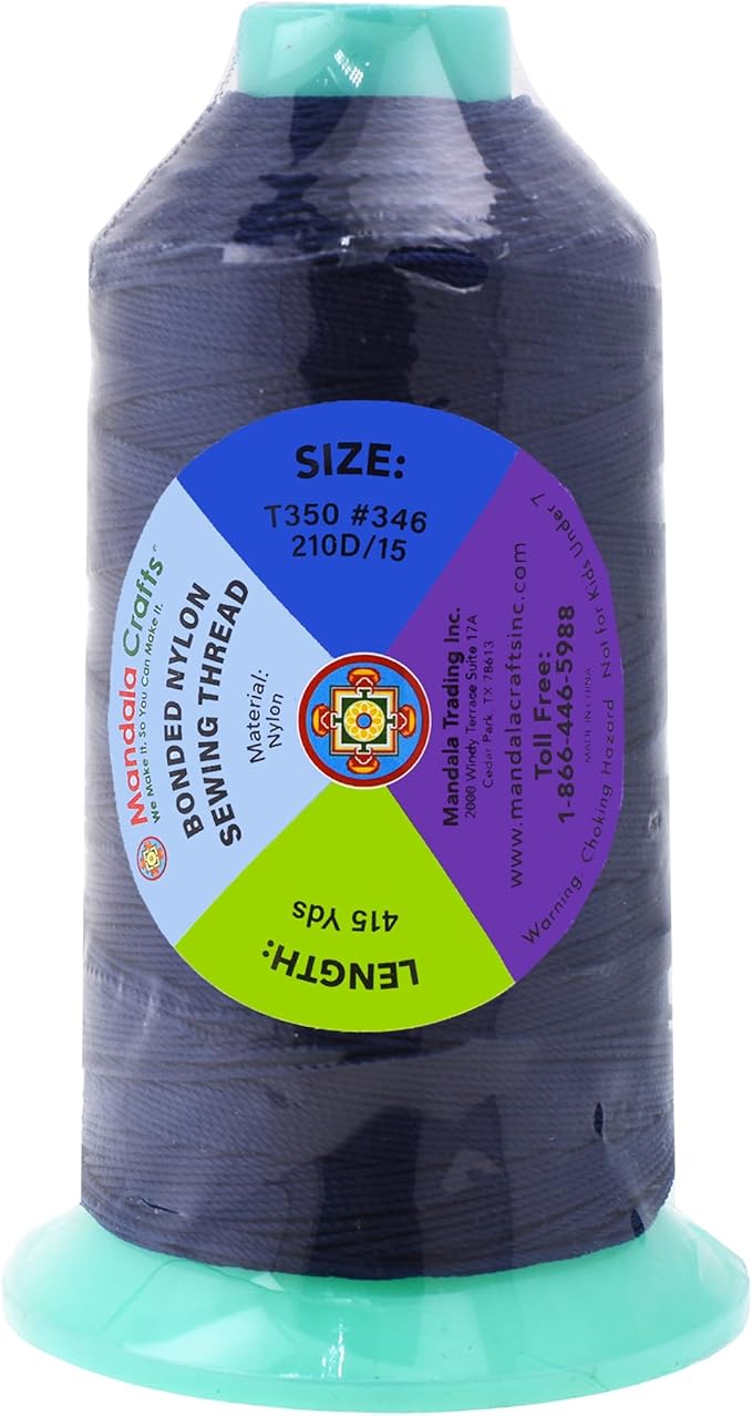 Mandala Crafts Bonded Nylon Thread Navy Blue Heavy Duty Sewing Threads - Image 3